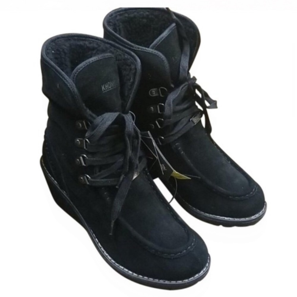 KHOMBU Sasha All Weather Suede Wedge Lace Up Boot